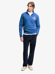 Superdry Blue Company Logo Half Zip Sweatshirt - Image 3 of 7