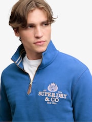 Superdry Blue Company Logo Half Zip Sweatshirt - Image 4 of 7