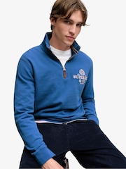 Superdry Blue Company Logo Half Zip Sweatshirt - Image 5 of 7