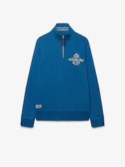 Superdry Blue Company Logo Half Zip Sweatshirt - Image 6 of 7