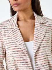 Roman Orange Stripe Print Textured Cotton Blend Jacket - Image 5 of 5