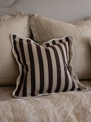 Ellenvale Interiors Dark Brown Striped Scalloped Edge 45 x 45cm Cushion Cover - Image 1 of 3