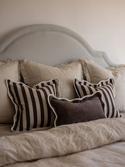 Ellenvale Interiors Dark Brown Striped Scalloped Edge 45 x 45cm Cushion Cover - Image 2 of 3