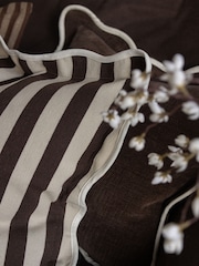 Ellenvale Interiors Dark Brown Striped Scalloped Edge 45 x 45cm Cushion Cover - Image 3 of 3