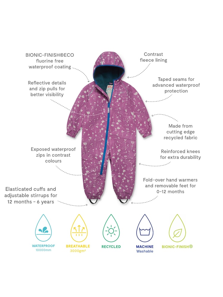 Muddy Puddles Pink Waterproof EcoSplash Puddlesuit - Image 8 of 8 Muddy Puddles Pink Waterproof EcoSplash Puddlesuit - Image 8 of 8