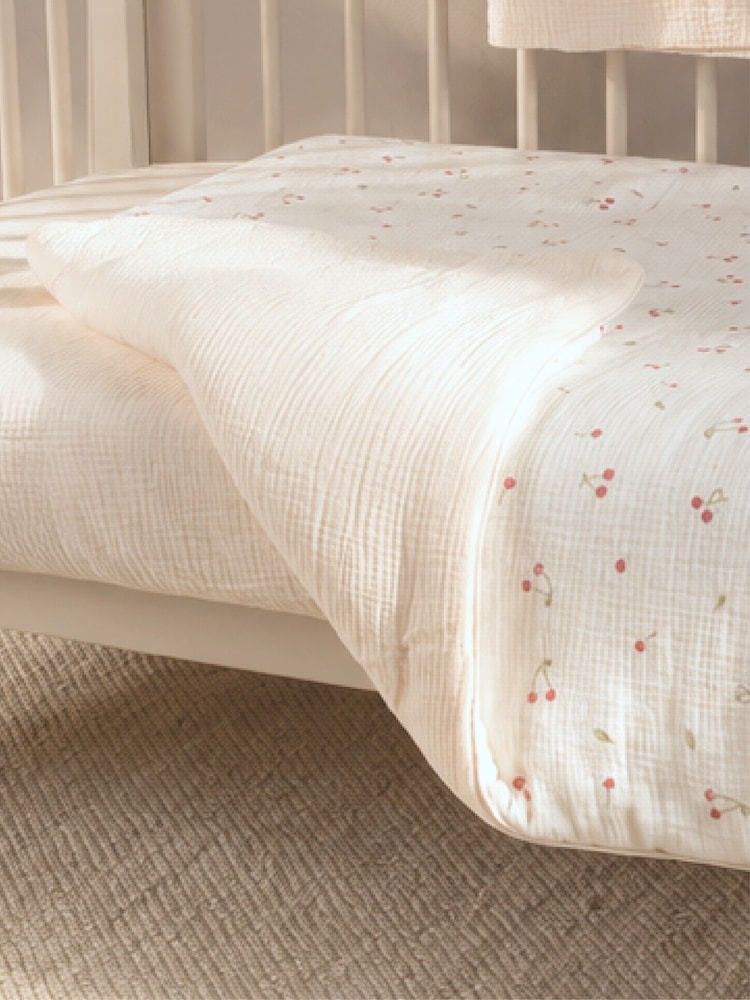 Cuddleco Ditsy Cherry Cot Bed Quilt Baby Essential - Image 1 of 5 Cuddleco Ditsy Cherry Cot Bed Quilt Baby Essential - Image 1 of 5