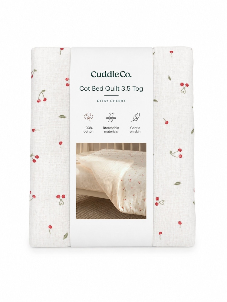 Cuddleco Ditsy Cherry Cot Bed Quilt Baby Essential - Image 5 of 5 Cuddleco Ditsy Cherry Cot Bed Quilt Baby Essential - Image 5 of 5