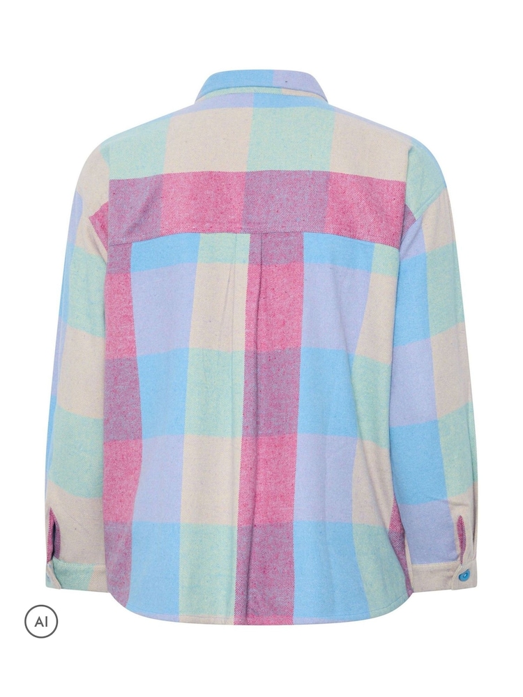 Yours Curve Pink Check Shacket - Image 2 of 2 Yours Curve Pink Check Shacket - Image 2 of 2