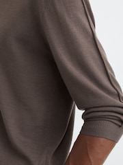 Reiss Ridge Brown Earlsfield Merino Wool V-Neck Jumper - Image 4 of 6