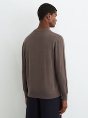 Reiss Ridge Brown Earlsfield Merino Wool V-Neck Jumper - Image 5 of 6