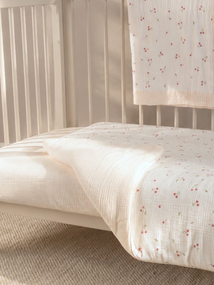 Cuddleco 4 Piece Ditsy Cherry Cot Bed Bedding Set - Image 1 of 8 Cuddleco 4 Piece Ditsy Cherry Cot Bed Bedding Set - Image 1 of 8