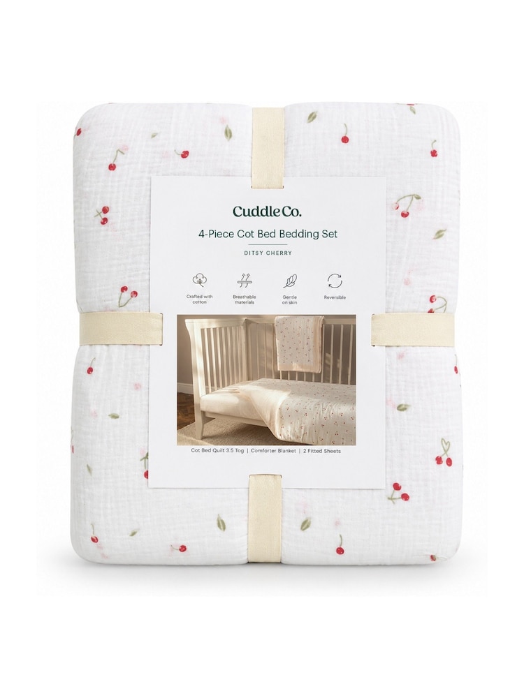 Cuddleco 4 Piece Ditsy Cherry Cot Bed Bedding Set - Image 8 of 8 Cuddleco 4 Piece Ditsy Cherry Cot Bed Bedding Set - Image 8 of 8