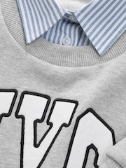 Grey Slogan Mock Shirt Sweatshirt (3-16yrs) - Image 7 of 9