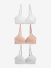 Grau meliert/Pink/Weiß - Leicht wattierte, bügellose Still-BHs, 3er-Pack - Bild 2 von 5