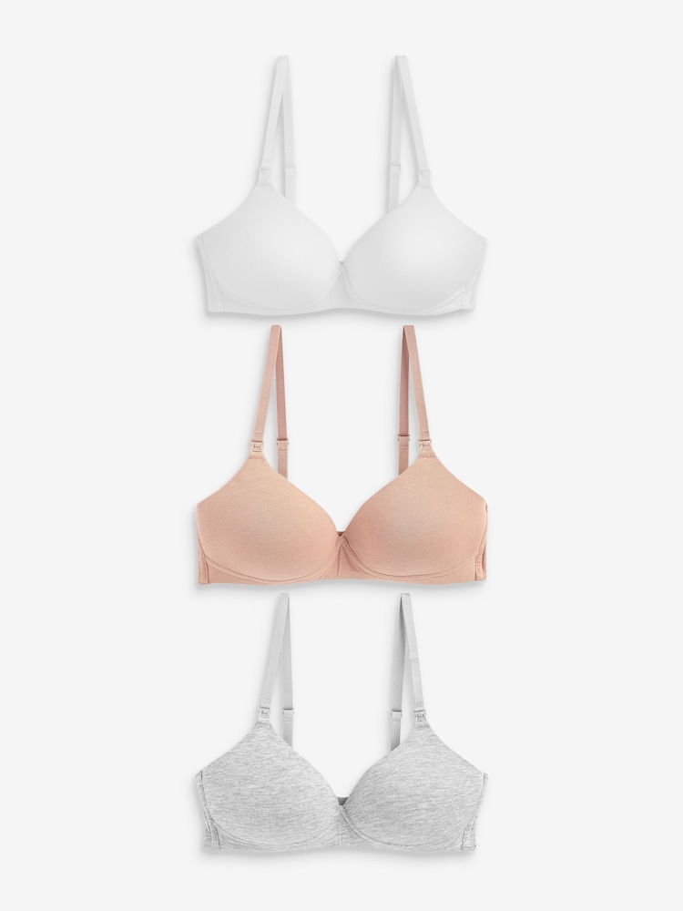 Grau meliert/Pink/Weiß - Leicht wattierte, bügellose Still-BHs, 3er-Pack - Bild 2 von 5