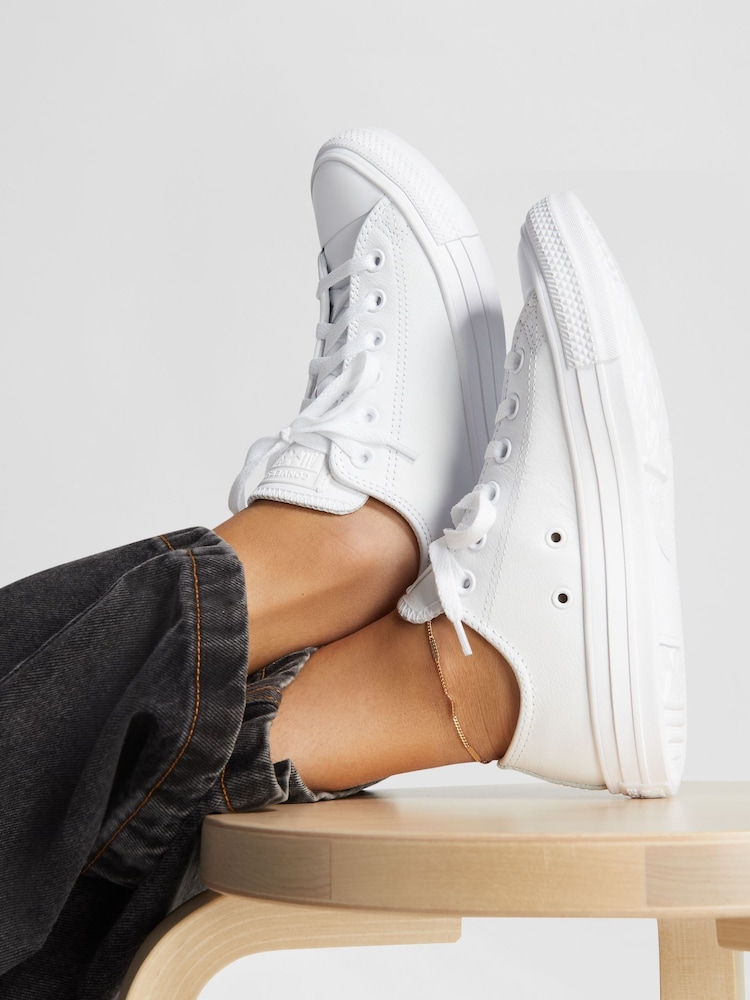 Converse White Leather Chuck Ox Trainers - Image 2 of 3