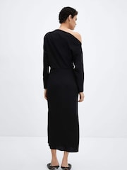 Mango Black Asymmetrical Dress With Slit - Image 2 of 6
