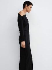 Mango Black Asymmetrical Dress With Slit - Image 3 of 6