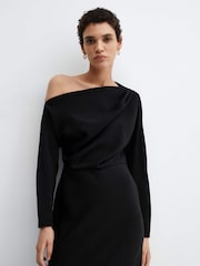 Mango Black Asymmetrical Dress With Slit - Image 4 of 6