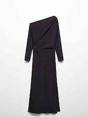 Mango Black Asymmetrical Dress With Slit - Image 5 of 6