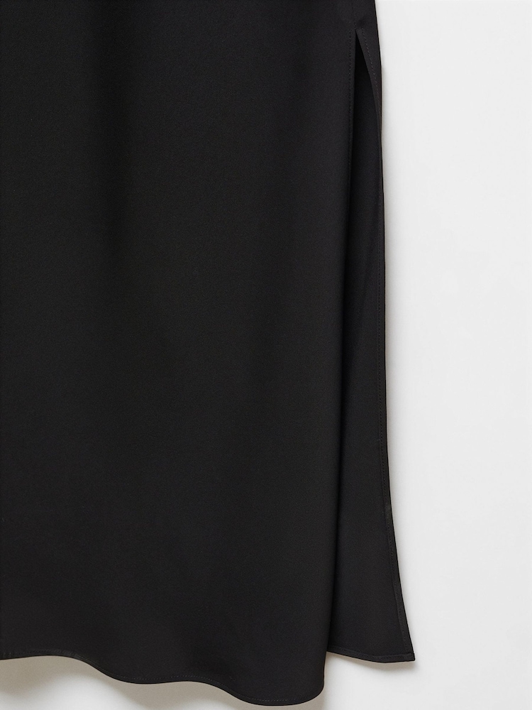 Mango Black Asymmetrical Dress With Slit - Image 6 of 6