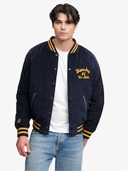 Superdry Blue Cord Varsity Bomber Jacket - Image 1 of 7