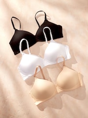 Black/White/Pastel Rose Nude Pad Non Wire Nursing Cotton Blend Ultimate Comfort Bras 3 Pack B-G - Image 4 of 9