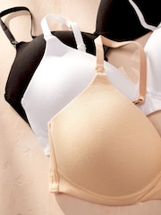 Black/White/Pastel Rose Nude Pad Non Wire Nursing Cotton Blend Ultimate Comfort Bras 3 Pack B-G - Image 5 of 9