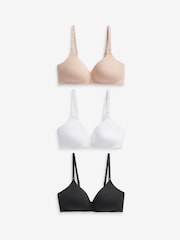 Black/White/Pastel Rose Nude Pad Non Wire Nursing Cotton Blend Ultimate Comfort Bras 3 Pack B-G - Image 6 of 9