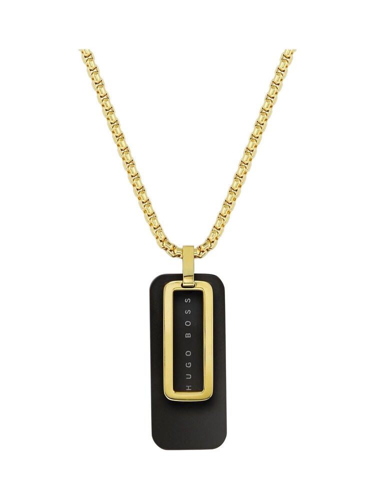 BOSS Black Dual Yellow Gold IP Plated Dog Tag Necklace - Image 2 of 3