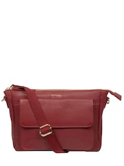 Cultured London Red 'Orly' Leather Cross Body Bag - Image 1 of 6