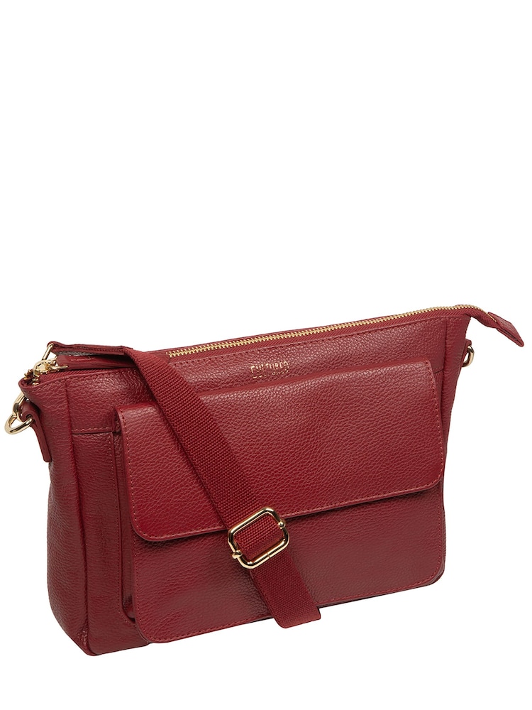 Cultured London Red 'Orly' Leather Cross Body Bag - Image 2 of 6 Cultured London Red 'Orly' Leather Cross Body Bag - Image 2 of 6