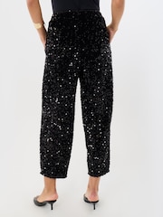 Threadbare Black Barrel Leg Sequin Wide Leg Trousers - Image 3 of 4