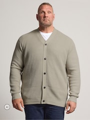 BadRhino Big & Tall Brown Knitted Button Through Cardigan - Image 1 of 6