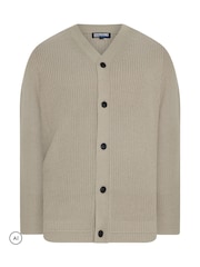 BadRhino Big & Tall Brown Knitted Button Through Cardigan - Image 5 of 6