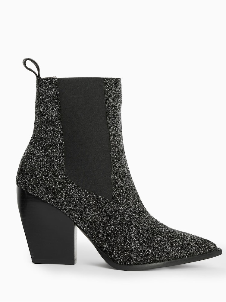 AllSaints Black Sparkle Ria Boots - Image 1 of 7