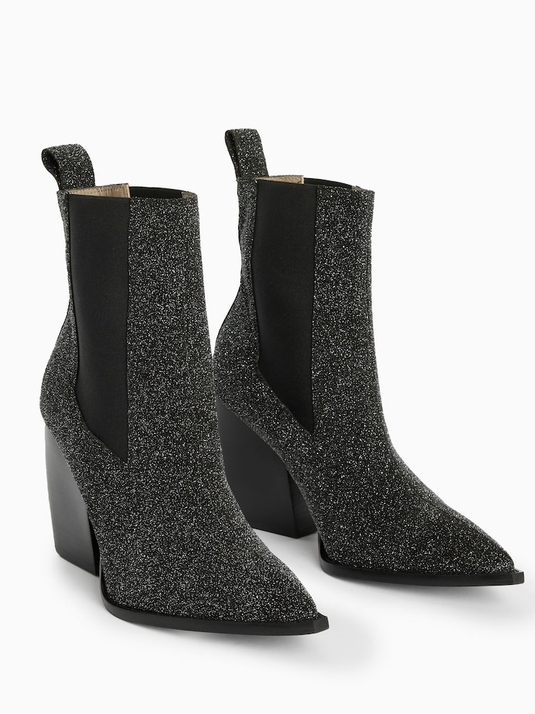 AllSaints Black Sparkle Ria Boots - Image 2 of 7