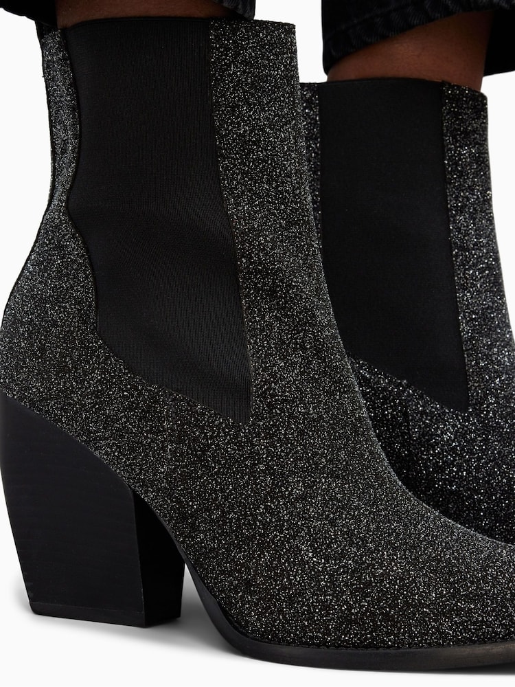 AllSaints Black Sparkle Ria Boots - Image 7 of 7