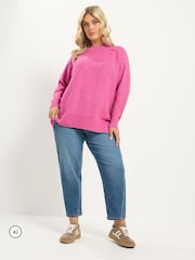 Yours Curve Pink Turtle Neck Jumper - Image 2 of 6