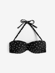 Black Spot Padded Bandeau Top Shape and Tummy Control Bikini Top - Image 1 of 1