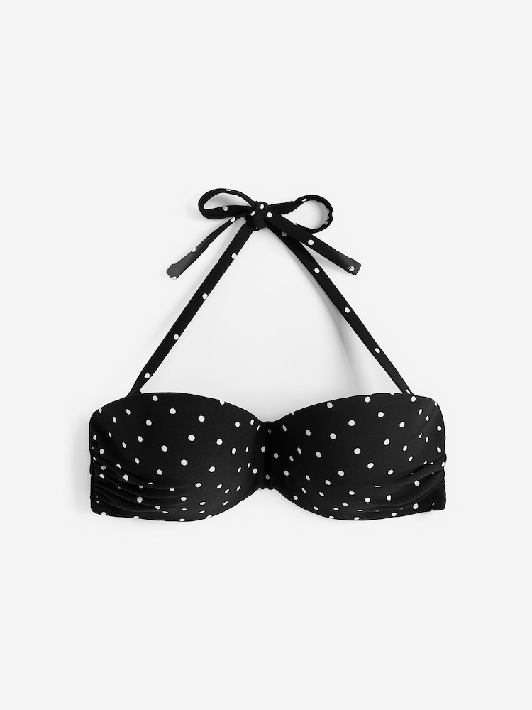 Black Spot Padded Bandeau Top Shape and Tummy Control Bikini Top - Image 1 of 1