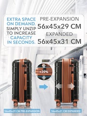CRUW Black/Tan 24" Checked Luggage + Expandable Hold Bag Polypropylene Suitcase - Image 4 of 8