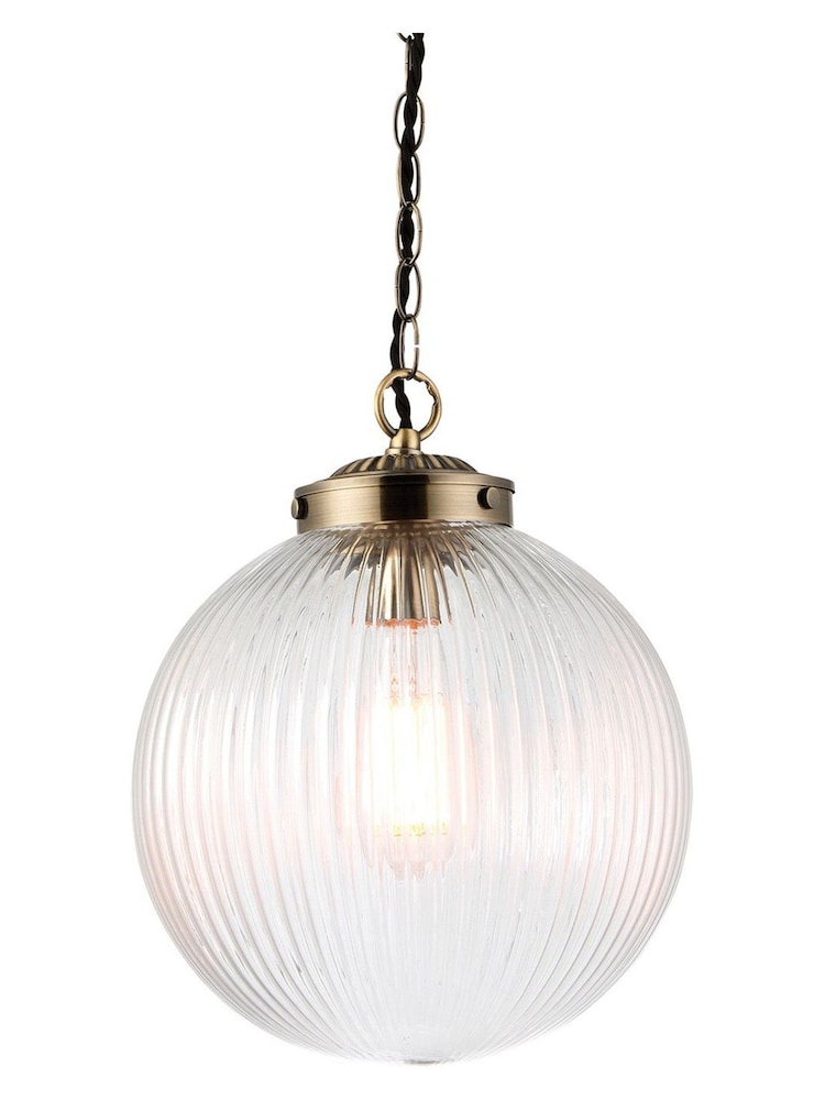 Gallery Home Brass Rejjie Clear Glass Pendant Ceiling Light - Image 8 of 8