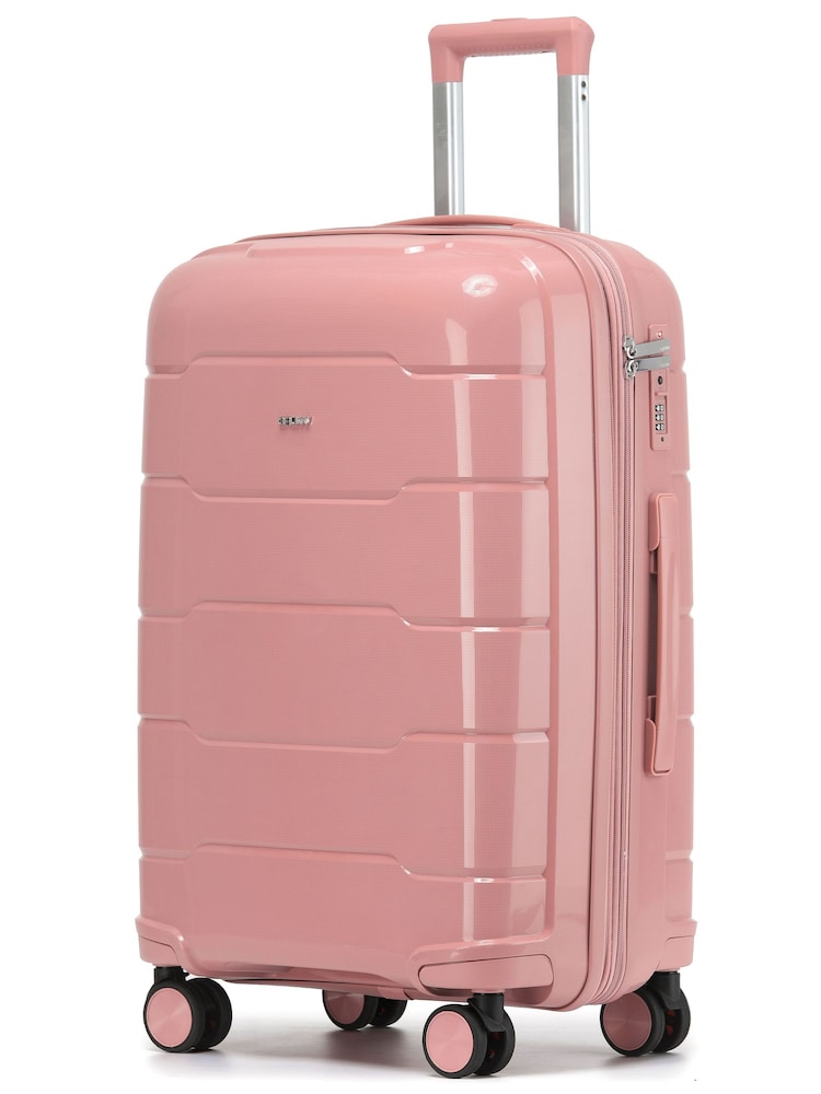 CRUW Pink 24" Checked Luggage + Expandable Hold Bag Polypropylene Suitcase - Image 1 of 8 CRUW Pink 24" Checked Luggage + Expandable Hold Bag Polypropylene Suitcase - Image 1 of 8
