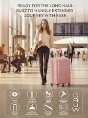 CRUW Pink 24" Checked Luggage + Expandable Hold Bag Polypropylene Suitcase - Image 2 of 8