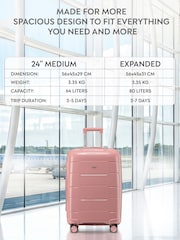 CRUW Pink 24" Checked Luggage + Expandable Hold Bag Polypropylene Suitcase - Image 3 of 8