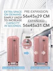 CRUW Pink 24" Checked Luggage + Expandable Hold Bag Polypropylene Suitcase - Image 4 of 8