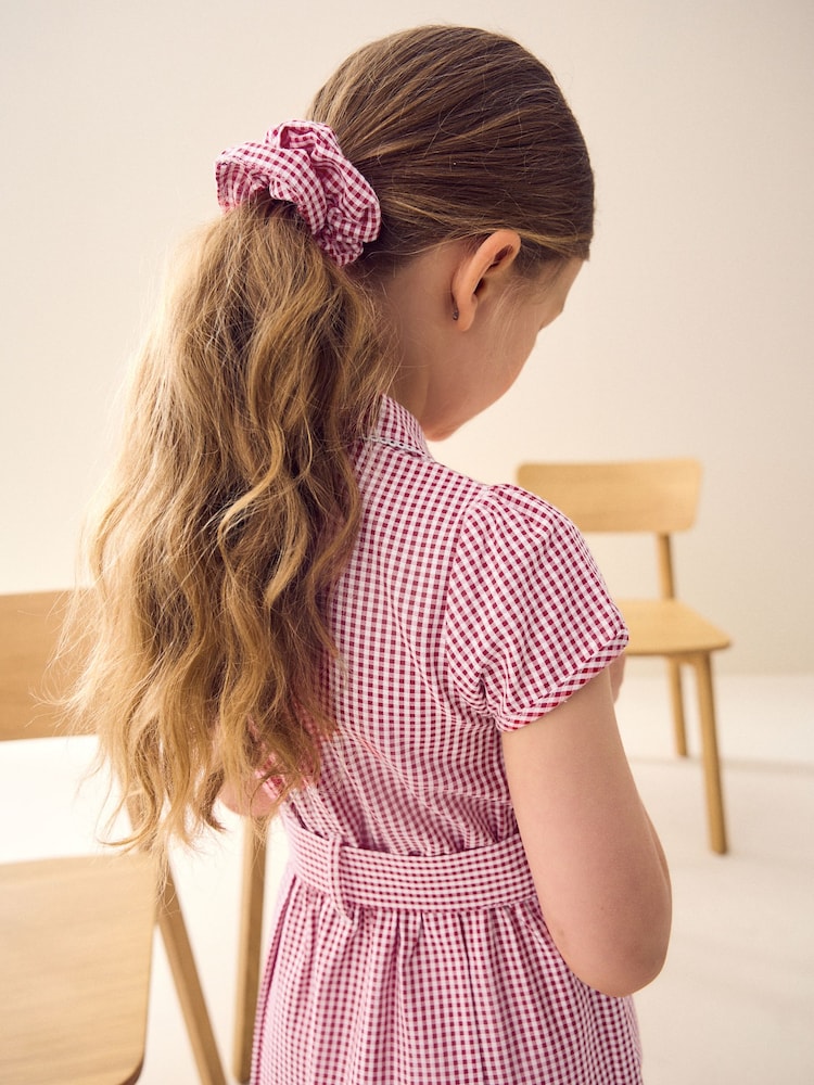 Red Gingham Rich Belted School Dress With Scrunchie (3-14yrs) - Image 4 of 10
