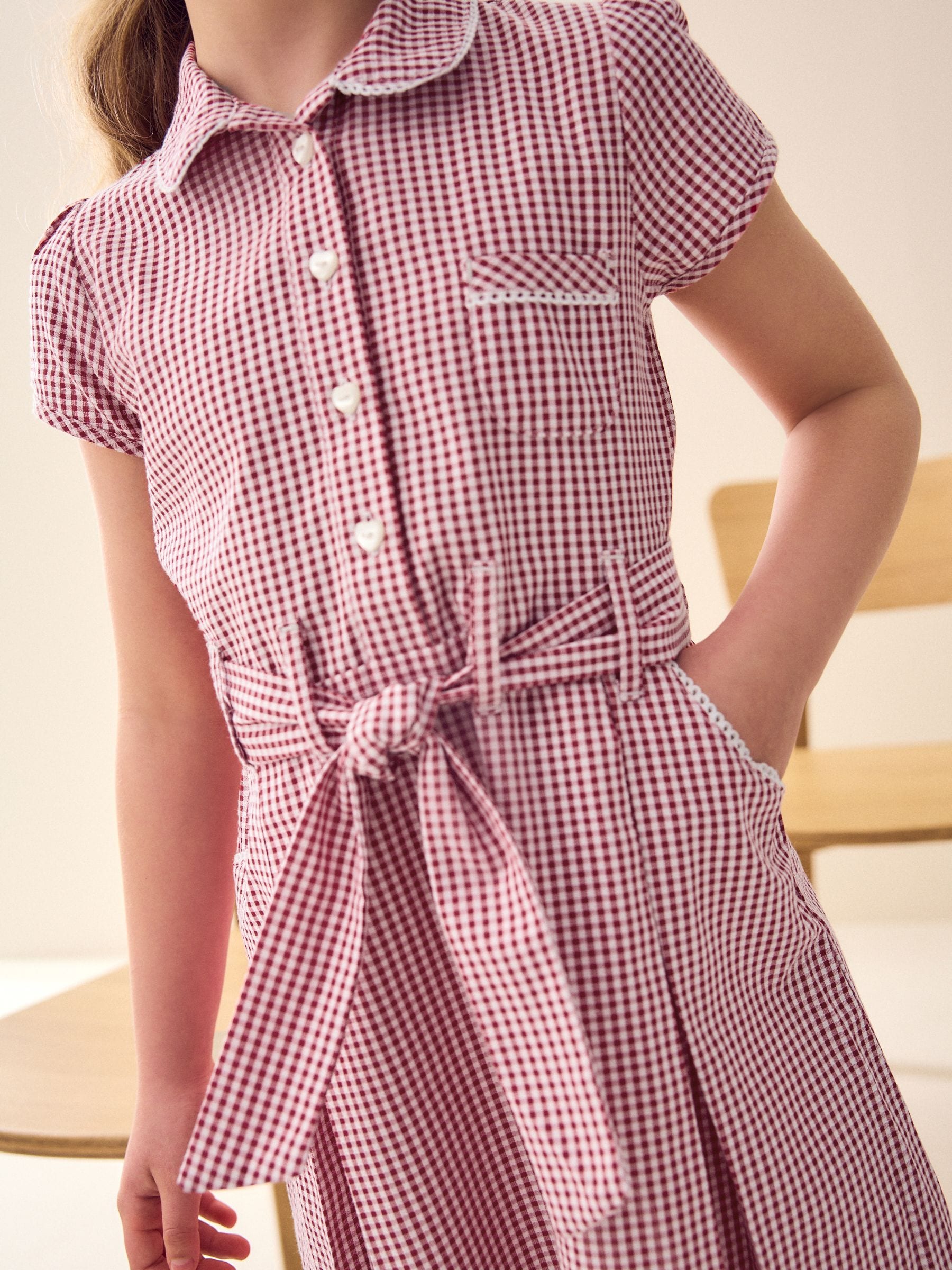 Red check summer school dress cheap