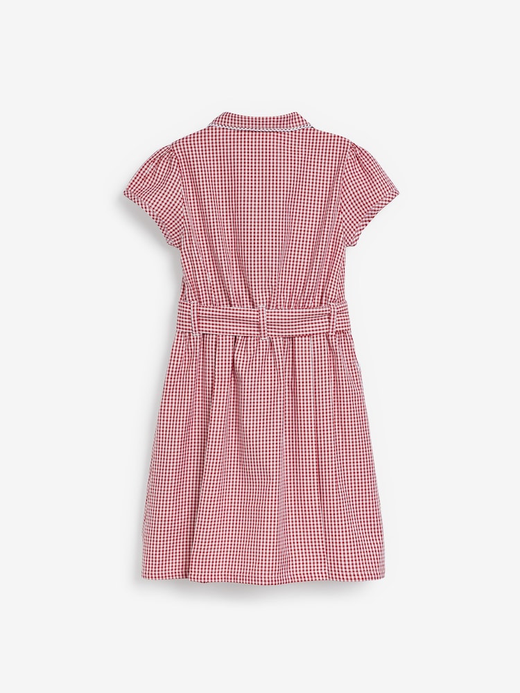 Red Gingham Rich Belted School Dress With Scrunchie (3-14yrs) - Image 8 of 10